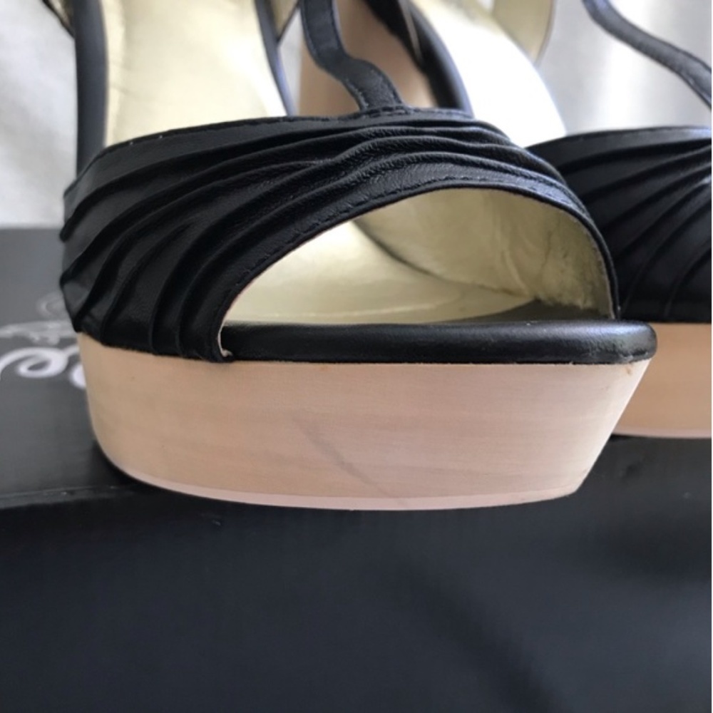 Seychelles Leather Sandals 5 inch Heels Size 8.5 Black Platform High Heel New - Picture 7 of 14